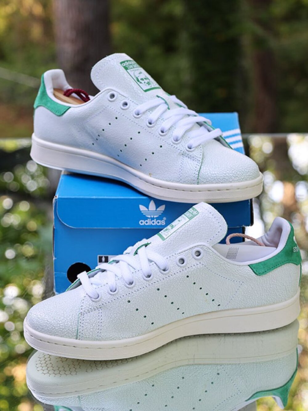 Adidas Stan Smith Cracked Leather White Green - Picture 7 of 13